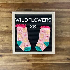 NIB Wildflowers Happy Go Lucky Pink Green Show Choir Knit Floral Socks Girls XS
